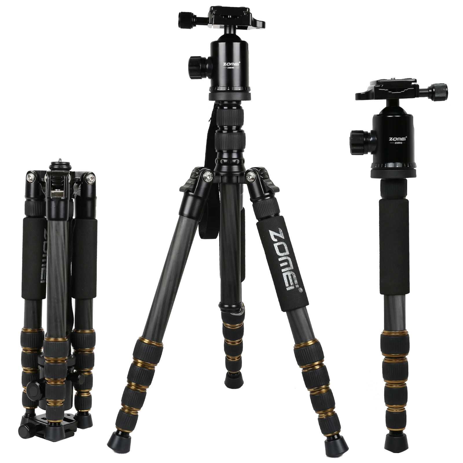 

ZOMEI Z699C Carbon Fiber Portable Tripod with Ball Head Compact Travel Monopod Digital SLR DSLR Video Camera