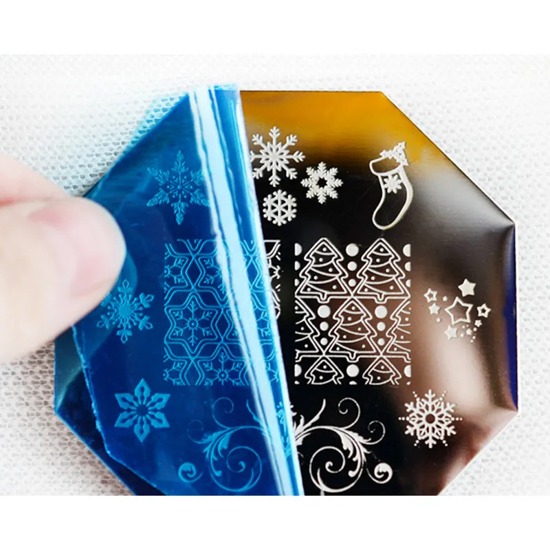 1 ШТ. Новогодняя Тема Ногтей Штамповки Пластин Из Нержавеющей Стали Xmas Снежинка