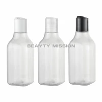 beauty mission 2 pcslot 200ml empty transparent disc top cosmetic pet lotion bottles200cc clear shampoo plastic container cap