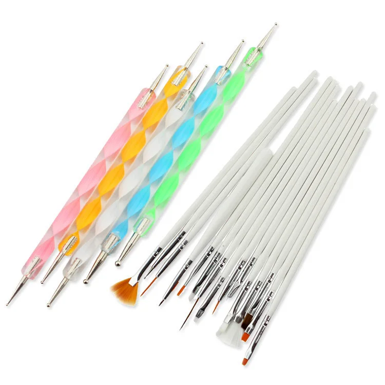 20 шт./компл. набор для дизайна ногтей точечная ручка рисования кисть лака Кисть