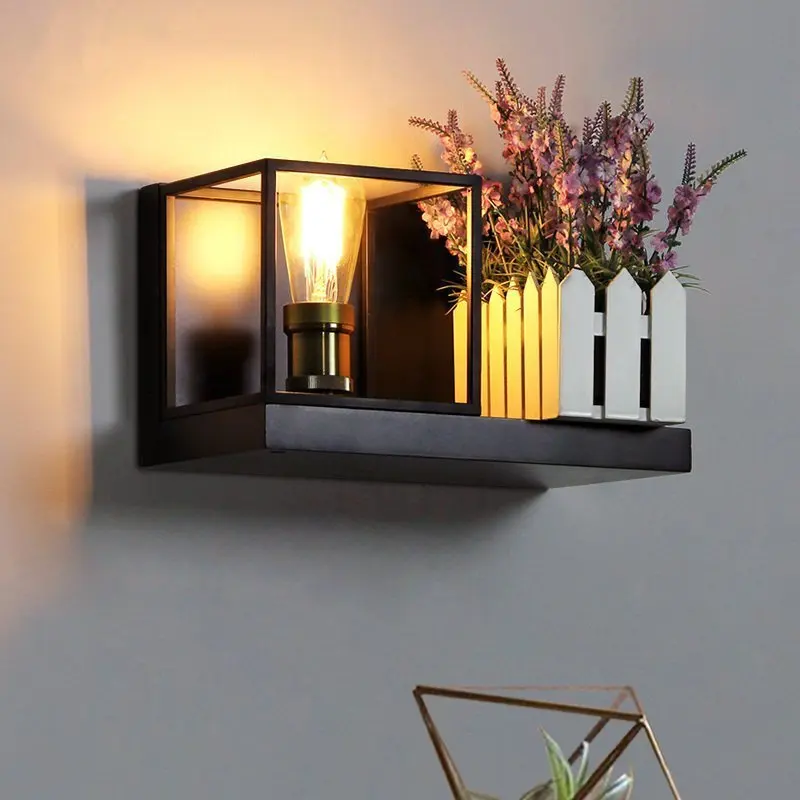 Американский креативный деревянный настенный светильник Ретро промышленный