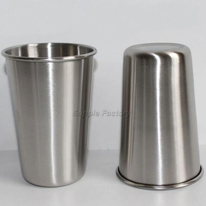 100pcs/lot 500ML Stainless Steel Cups 16oz Tumbler Pint Glasses Metal Hand Beer Cup Drinking Accessories | Дом и сад