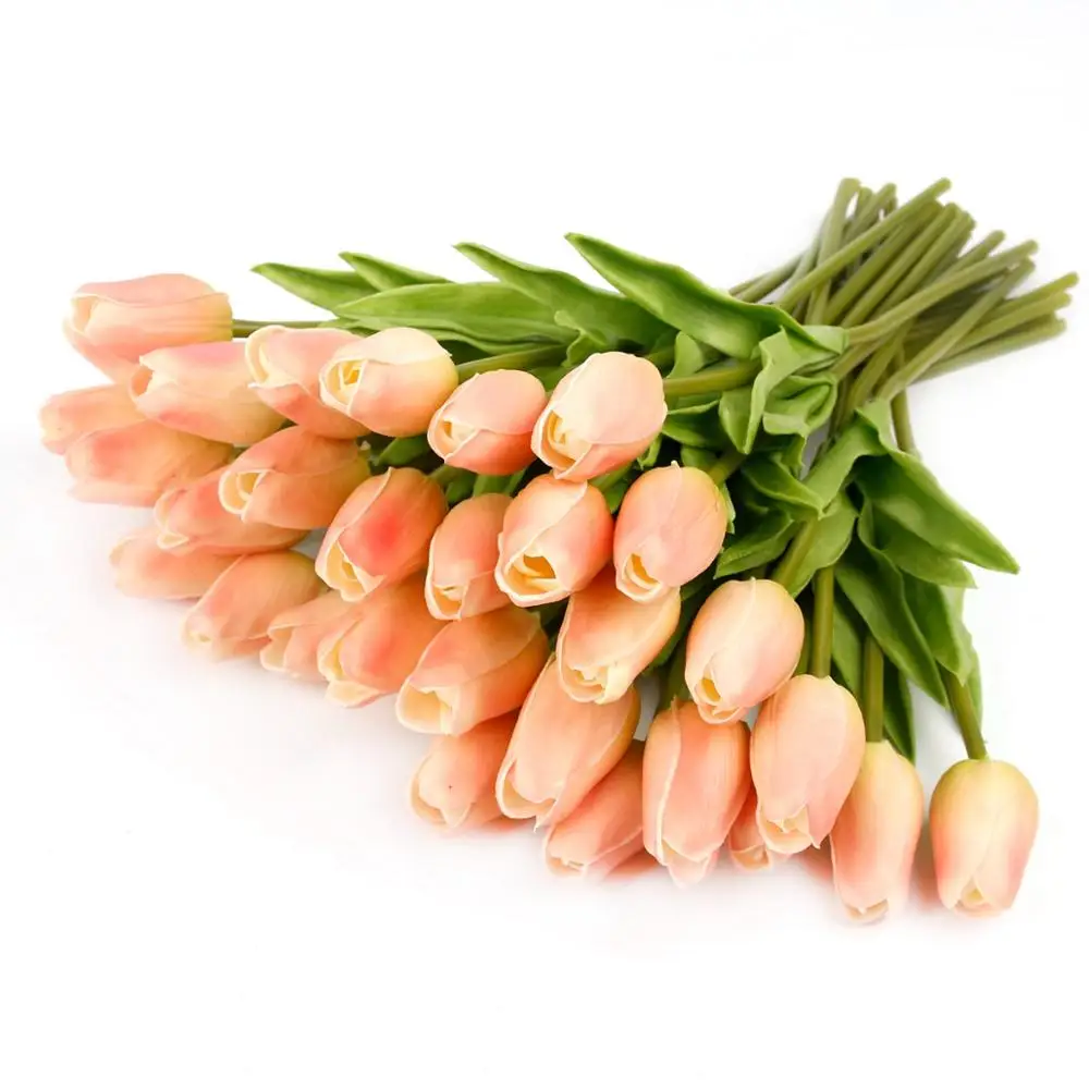 30pcs Champagne FENGRISE 30 шт. PU мини Tulic Свадебный букет Настоящее сенсорный Искусственные цветы для домашнего декора Свадебная вечеринка событие украшение - Цвет: 30pcs Champagne
