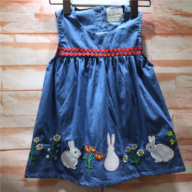 Easter New Girls Dresses Kids Sleeveless Bunny Flower Printed Dress Fashion Children Rabbit | Детская одежда и обувь