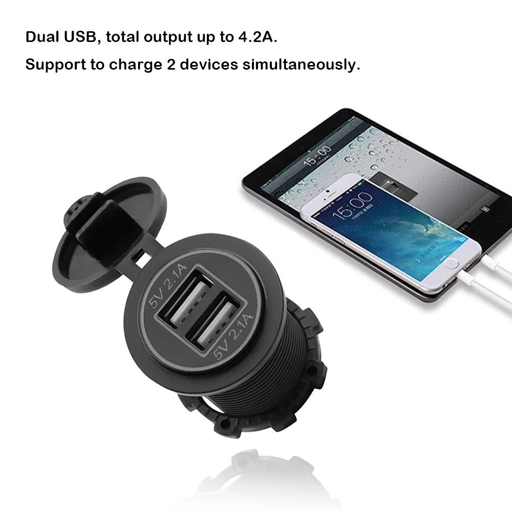 Зарядное устройство POWSTRO с двумя USB разъемами 12 24 В|charger power adapter|charger powerdual usb |