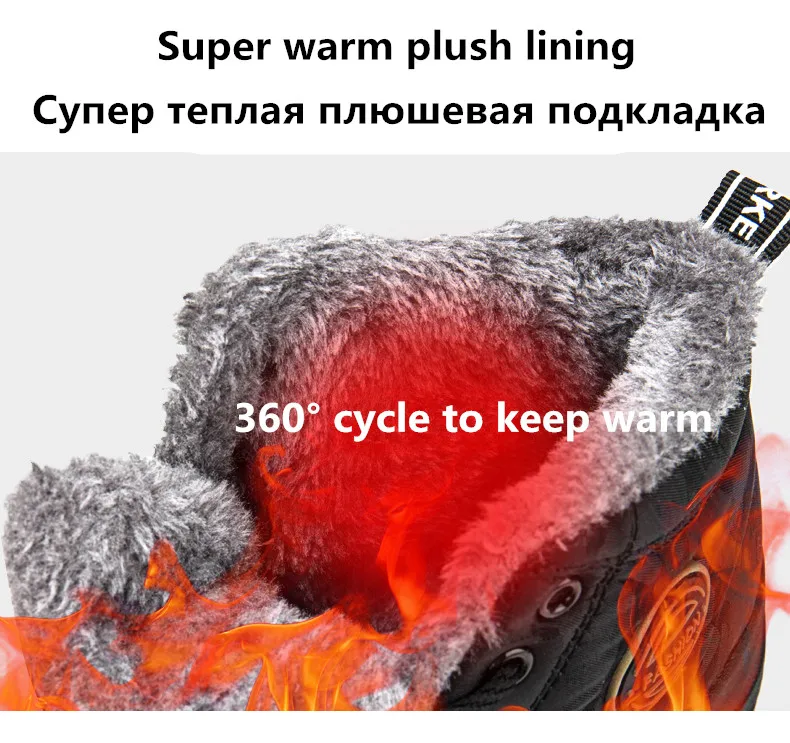 Men Waterproof Ankle Boots Winter Warm Plush Snow Boots Men Outdoor sneaker Work Boots Male Rubber Winter Men's boots Size 46