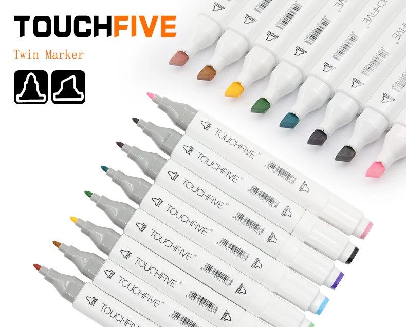 Touchfive 30/40/60/80 цветов набор маркеров для живописи двойной головкой на спиртовой основе фломастер для скетчей для рисования манга Дизайн Набор предметов для изо