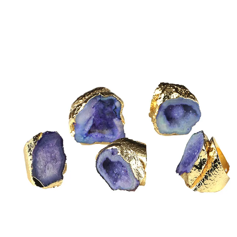 Purple 1pcs KEJIALAI натуральный шероховатый многоцветный Crstal Друза драгоценный камень ломтик бисера Шарм adjusty открытый Чеканный кольцо манжета для женщин и мужчин - Цвет основного камня: Purple 1pcs