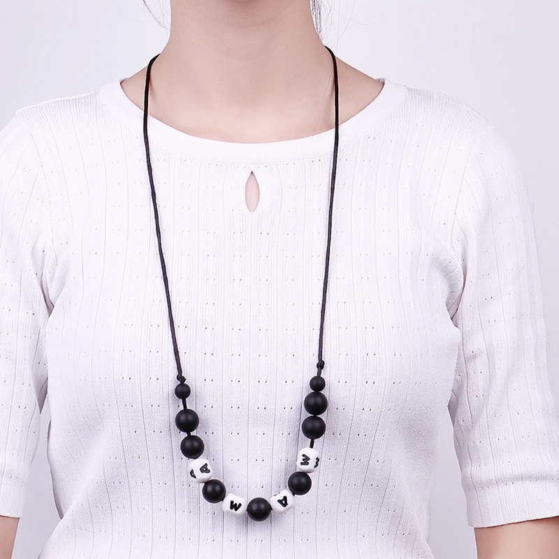 Детские Еда Класс силиконовые жевать Бусины цифровой ожерелья Силиконовые