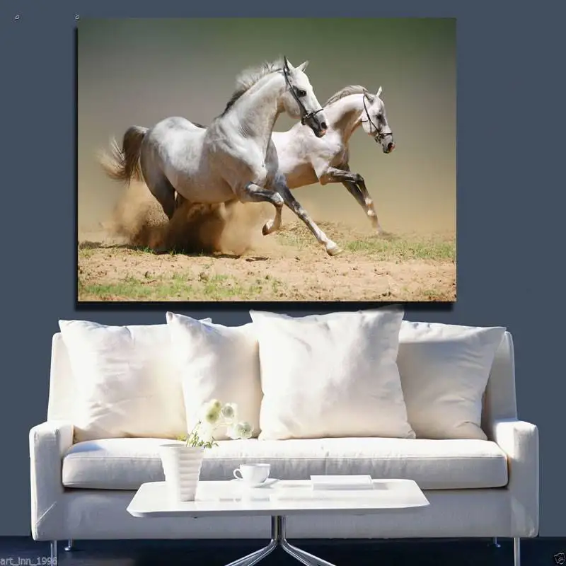 1 панели Hd с принтом белой лошади Wall Art Живопись на холсте Декор печать плаката