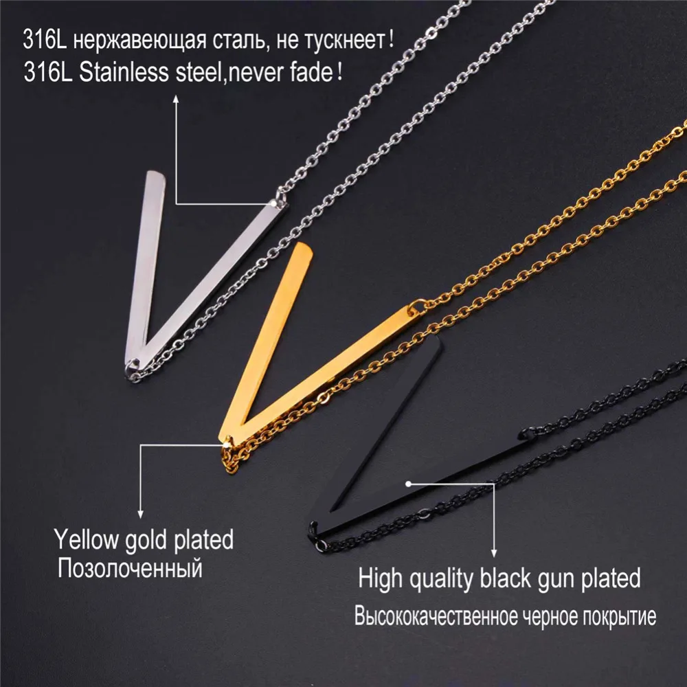 Ожерелье чокер с буквой V из нержавеющей стали женская короткая цепочка отличные