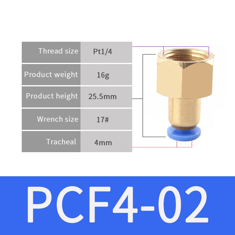 PCF4-02 1 шт. Пневматический быстрый соединитель PCF 4 мм 6 мм 8 мм 10 мм 12 мм шланг Воздушный фитинг 1/" 1/8" 3/" 1/2" BSPT Мужская резьба трубопроводная муфта - Цвет: PCF4-02