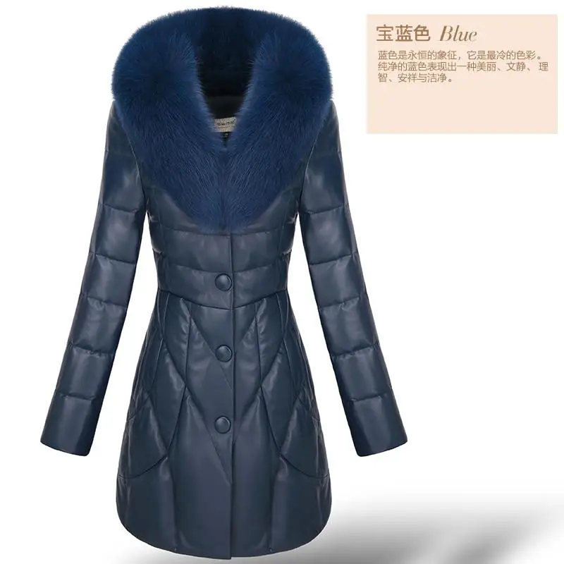 blue LZJ новая женская зимняя теплая шуба из лисьего меха воротник из овечьей кожи пуховик Роскошная куртка плюс размер 3XL специальная распродажа - Цвет: blue