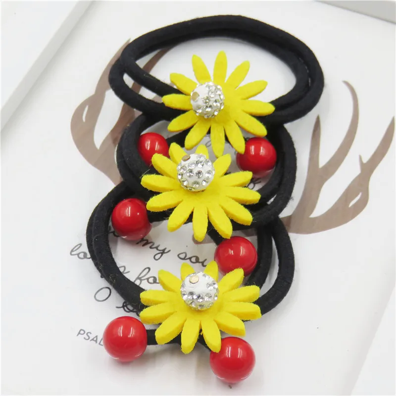 

10PCS/LOT Novelty Sunflower Elastic Hair Bands Toys For Girl Handmade Bow Headband Scrunchy Kids Hair Accessories For Women 2018
