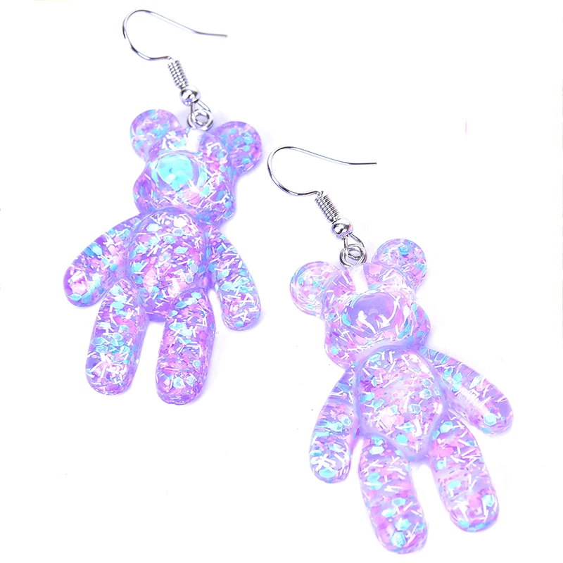 Fashion HandCraft Bear Drop Earrings For Women Party Jewelry Korean Multicolor Crystal Acrylic Long Earring Pendant Accessories | Украшения