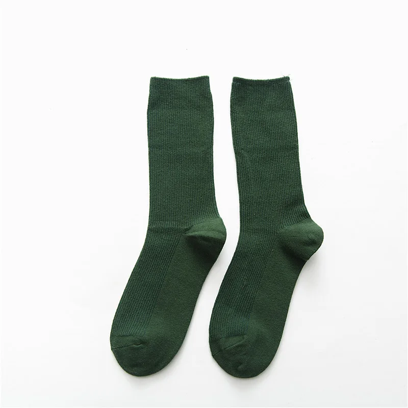 Dark green Для женщин хлопковые носки сезон: весна–лето осень-зима новые модные Повседневное дамы ворс носки без пятки ярких Цвет основные нескользящих носочков L114 - Цвет: Dark green