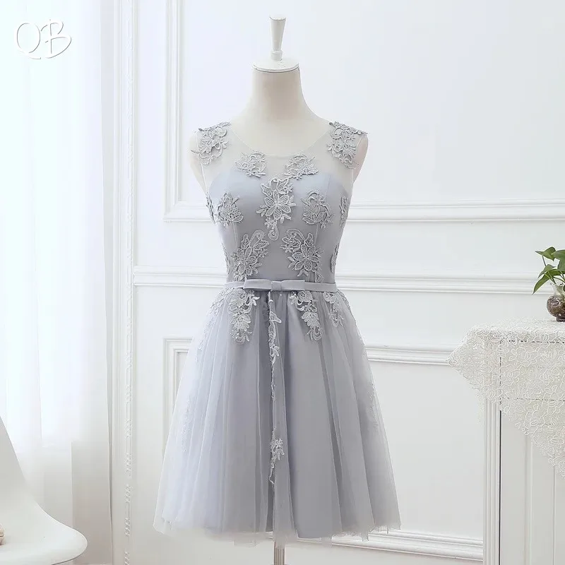 Кружевные короткие вечерние платья из тюля трапециевидного силуэта разных