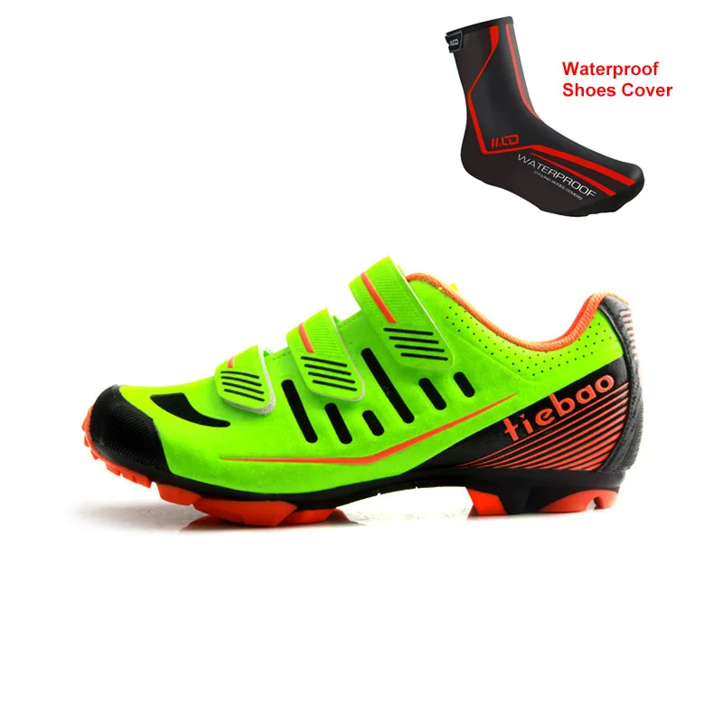 Green and shoescover Tiebao новая дышащая обувь для горного велосипеда Для мужчин на открытом воздухе MTB велосипеда велосипедная обувь самофиксирующаяся велосипедная спортивная обувь с круглым носком; Zapato - Цвет: Green and shoescover