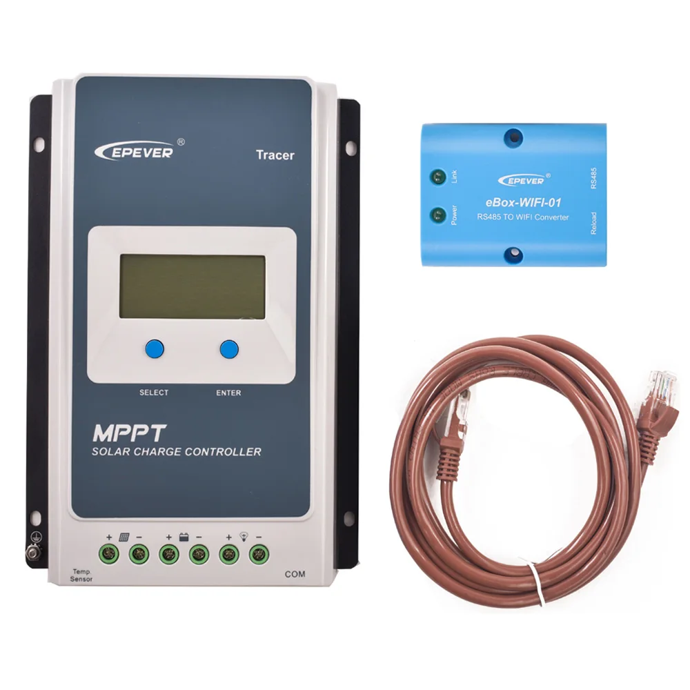 4210AN with Wifi Tracer 4210AN 40A со слежением за максимальной точкой мощности, Солнечный Контроллер заряда 12V 24V автоматический переключатель ЖК-дисплей Панели солнечные Батарея регулятор заряда аккумулятора Max 520W - Цвет: 4210AN with Wifi