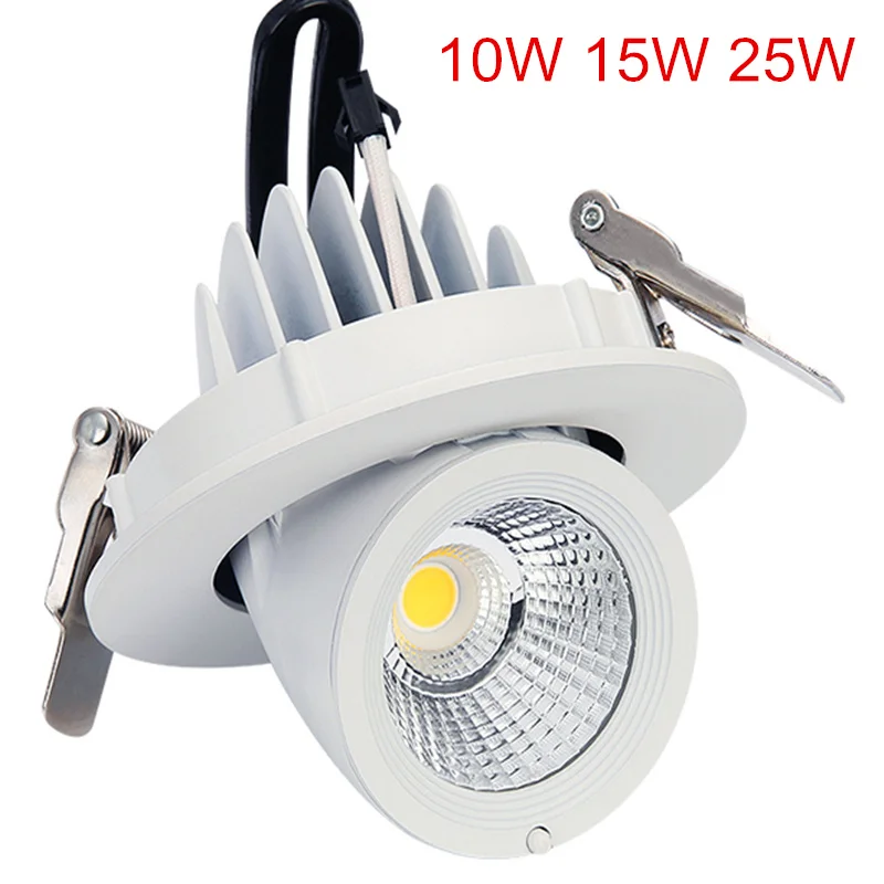 

10W 15W 25W Recessed COB LED Downlight 360 Degree Rotation 3000K/4000K/6000K LED Ceiling Panel light AC85-265V DHL/Fedex Free