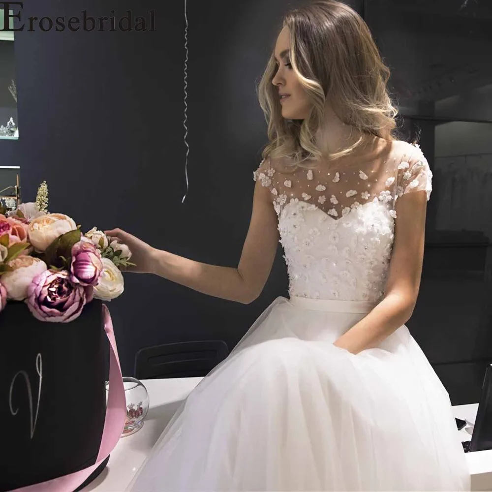 Женские свадебные платья Erosebridal белые цвета слоновой кости с цветами и бусинами