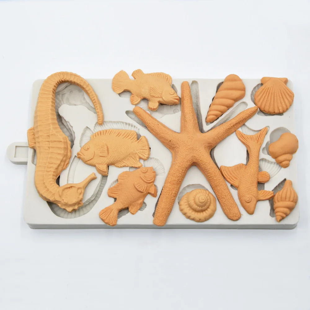 Квадратная силиконовая форма denier для сахара морских звезд ракушек коньков рыбок