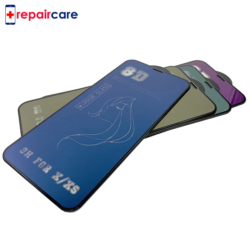 Покрытие 8D закаленное Стекло для iPhone 6, 6 S, 7, 8plus X XS Max цветной, отражающий зеркало с уровнем твердости 9 H для Защитная пленка для iPhone кожного покрова