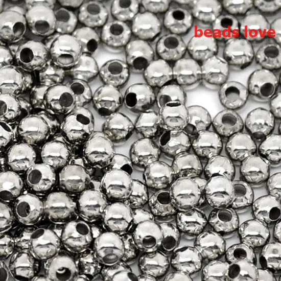 silver tone 1000 шт./лот) 3 мм Диаметр выбрать 4 цвета ювелирных изделий Гладкие бусины(w02938 - Цвет: silver tone
