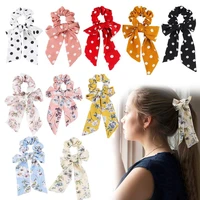 ruoshui woman chiffon ribbon hair ring dot printed floral scrunchies girls rubber band women hair accessories rope gum ornaments