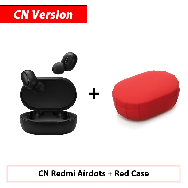 Add Red Case Xiaomi Redmi Airdots TWS Bluetooth наушники стерео бас Bluetooth 5,0 Eeadphones с микрофоном свободные Наушники управление AI - Цвет: Add Red Case