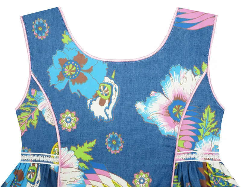 Sunny Fashion платья для девочек новогодние костюмы Рукавов джинсы Цветочный Цветок