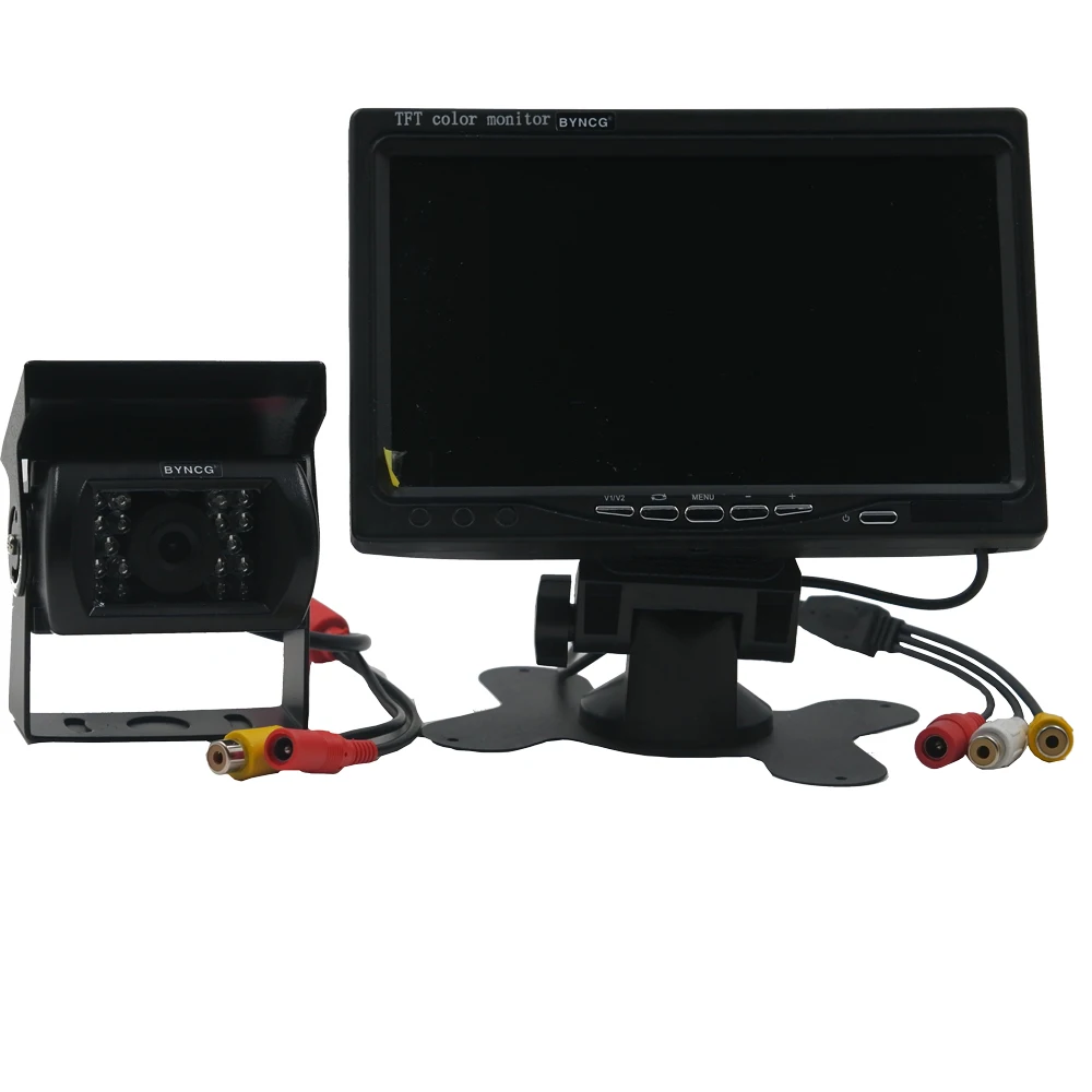 BYNCG DC 12 V 24 7 &quotTFT lcd Автомобильный монитор + 4 Pin IR камера ночного видения заднего