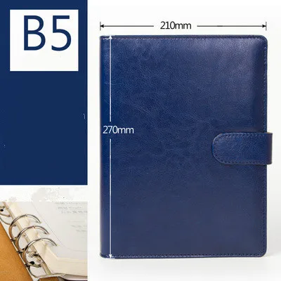 B5 Blue A5 Бизнес офиса школы с отрывными листами планировщик Тетрадь утепленные Встречи кожа Filofax папка повестки дня планировщик - Цвет: B5 Blue