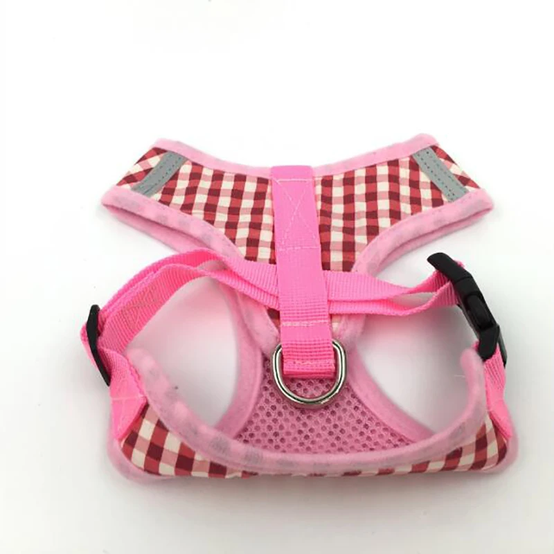 

2018 Summer Polyester Small Dog Cat Harness Vest Breathable Soft Lattice Pet Dog Walking Harness With Leash Cat Dog Protect Vest