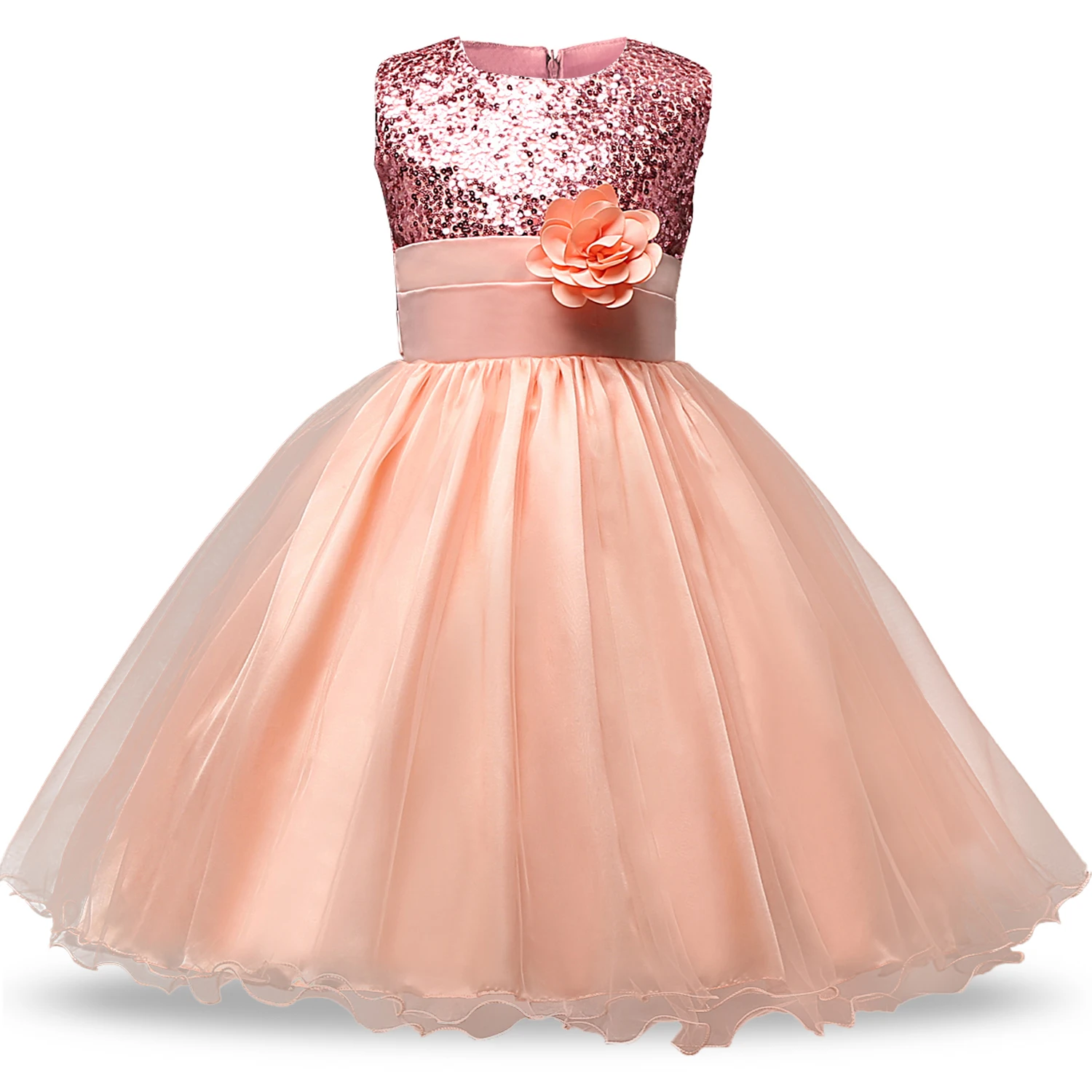 

New Fashion Sequin Flower Girl Dress Party Princess Children Clothing Summer 2021 Wedding Girls Dresses Kids Birthday Clothes