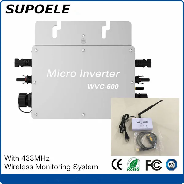 Водонепроницаемый микроинвертор WVC600 с солнечной сеткой IP65 600 Вт функцией