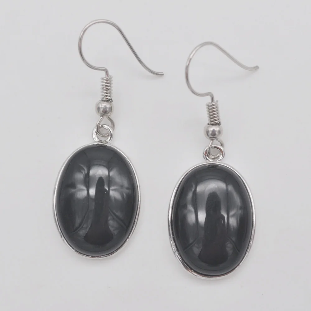 Black Carnelian Сердолик, песчаник, бразильский содалит, родонит, Howlite, кристалл, зеленый малахитовый камень, висячие серьги, ювелирные изделия для женщин, подарок - Окраска металла: Black Carnelian