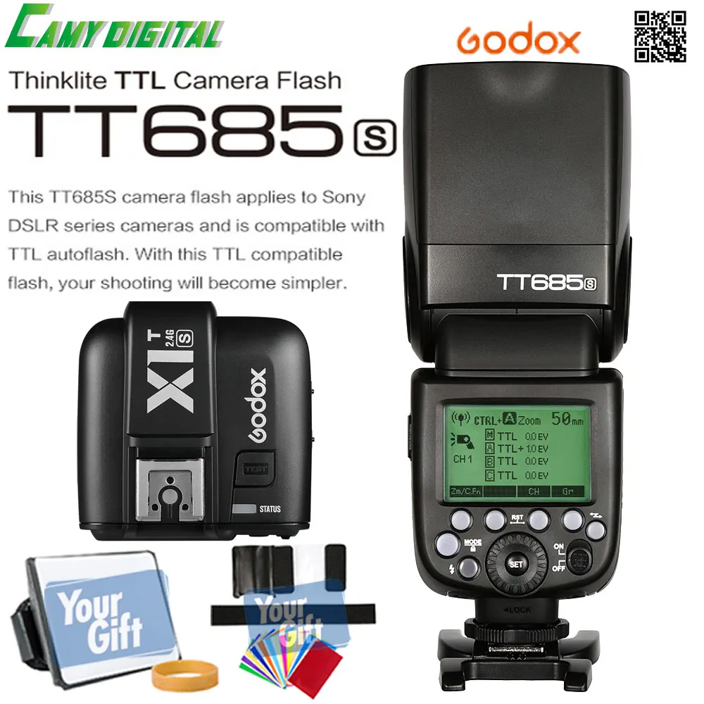 Godox TTL II автовспышка GN60 HSS 1/8000 s 2.4 г Беспроводной Speedlite tt685c + x1t-c/tt685n x1t-n/tt685s x1t-s Softbox