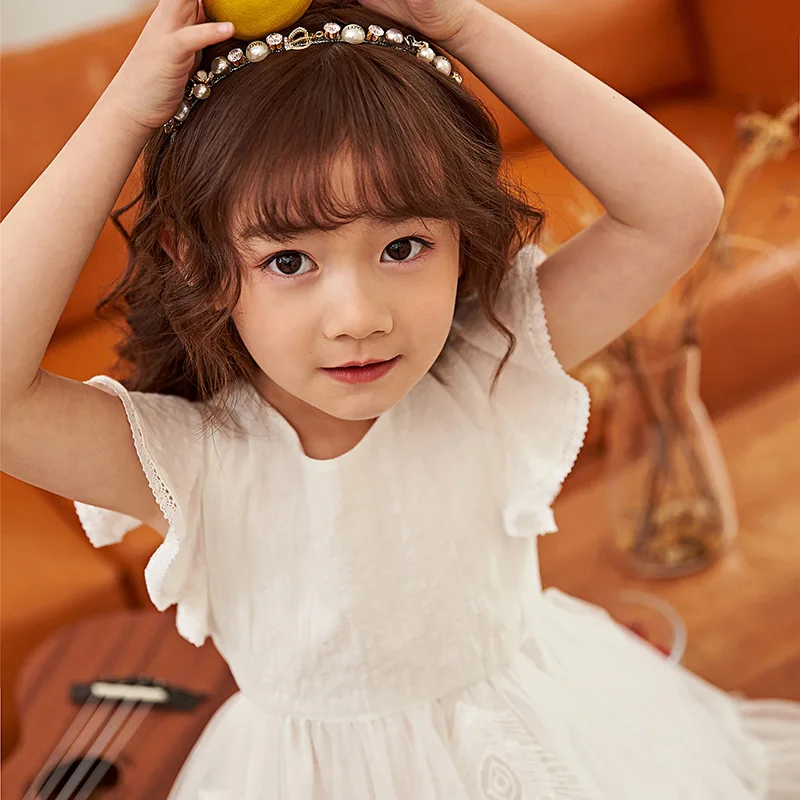 Летнее Детское платье-пачка принцессы с рукавами-крылышками для девочек