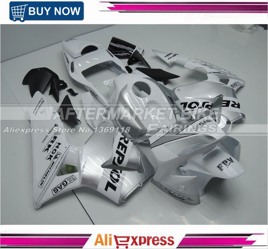 

Белый и серебристый REPSOL Мотоциклетные Обтекатели для Honda CBR600RR 2003 2004 полный набор комплектов