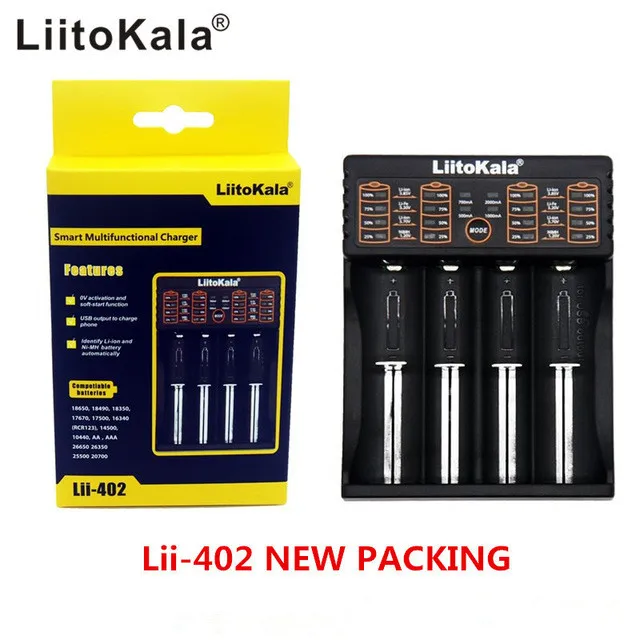 LiitoKala Lii 402 18650 зарядное устройство для 26650 16340 RCR123 14500 LiFePO4 1 2 в Ni MH Cd перезаряжаемая
