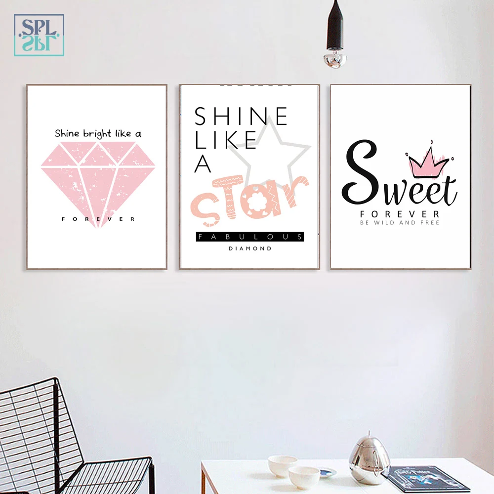 SPLSPL модный розовый милый плакат с ромбовидными кавычками Декор для комнаты