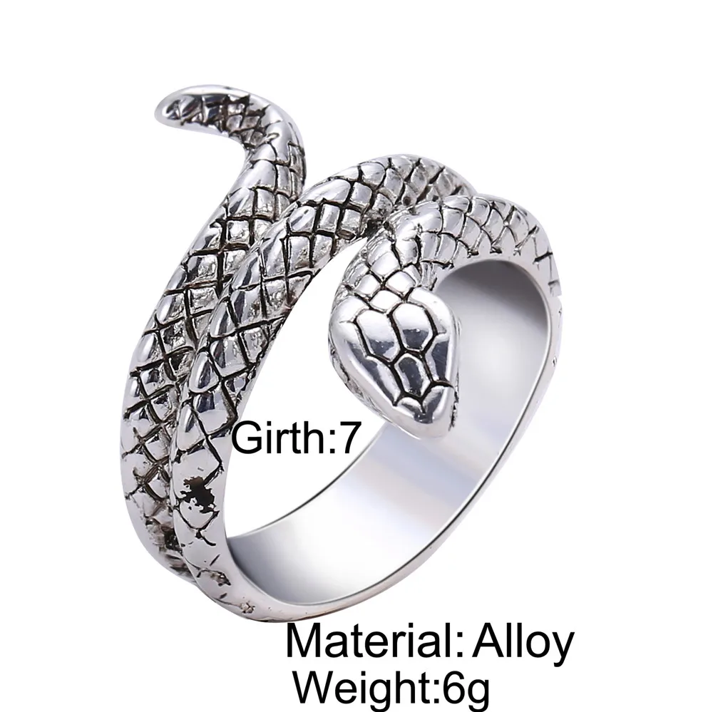 Wholesale Fashion Snake Rings For Women Color Silver Heavy Metals Punk Rock Ring Vintage Animal Jewelry | Украшения и аксессуары