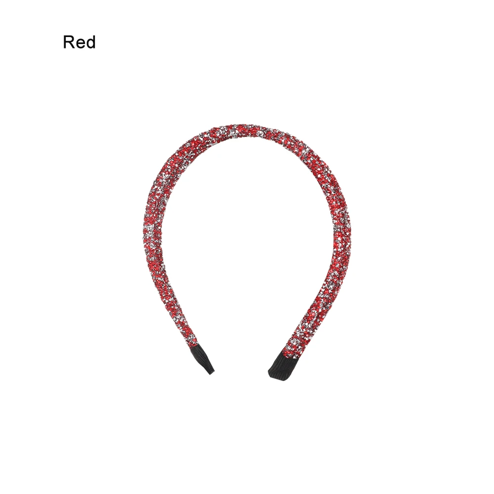 RED Fashion Rhinestone Hairband Women Full Diamond Super Flash double Crystal Side Hair Band Headband Hair Accessories - Цвет: RED