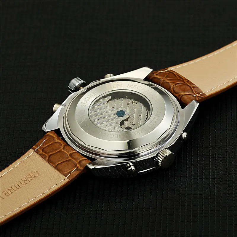 Мужские механические часы Роскошные автоматические с турбийоном календарем на