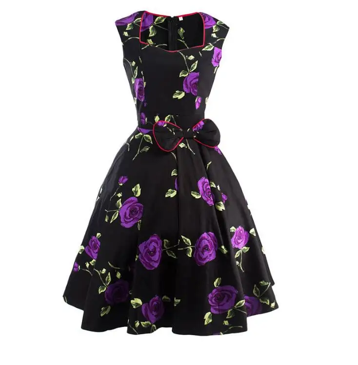 Новое хлопковое Пышное Платье с цветочным принтом украшенное бантиком длинными