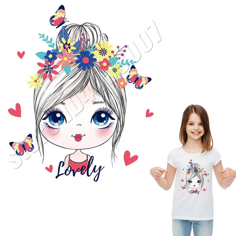 Милые нашивки для девочек наклейки с цветами и бабочками на футболках креативные
