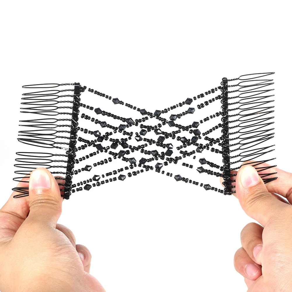 2 шт./компл. стеклянные бусины эластичный двойной гребень для волос клип DIY