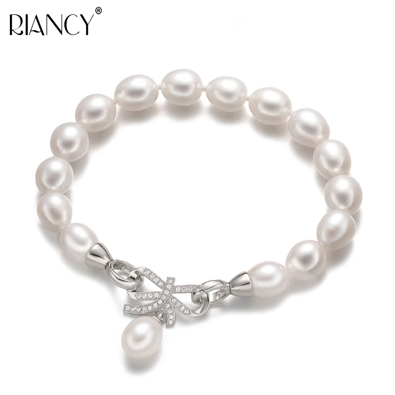 

High quality truly Natural freshwater pearl Bracelet Charm Bracelet Bowknot Jewelry pearl Bracelet For Women wedding gift