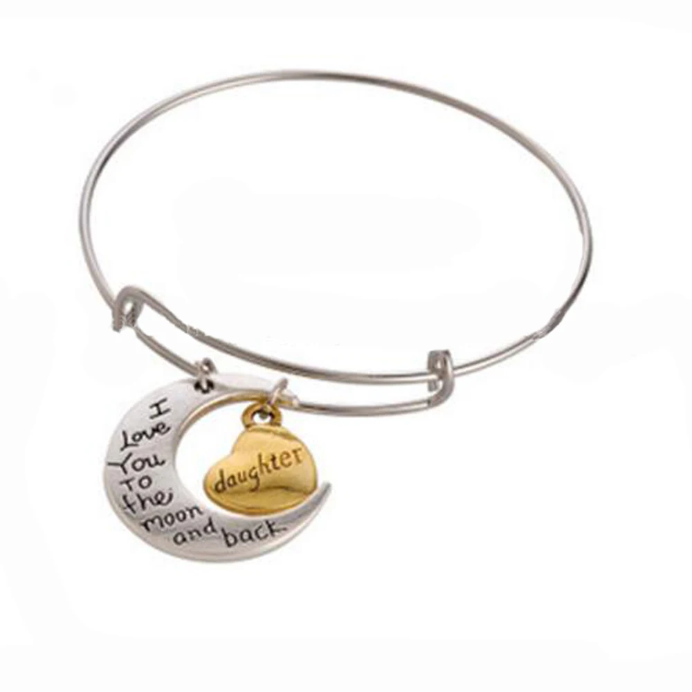 Wholesale Family Bracelet I Love You To The Moon And Back Daughter mom aunt dad brother son sister uncle grandpa Charm Bangle | Украшения и
